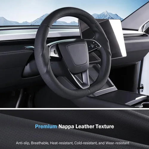 Miniatura 6 de Cubierta de volante para Tesla Model 3 Highland (2024-Presente) / Model Y Juniper (2025-Presente), antideslizante, agarre cómodo, transpirable