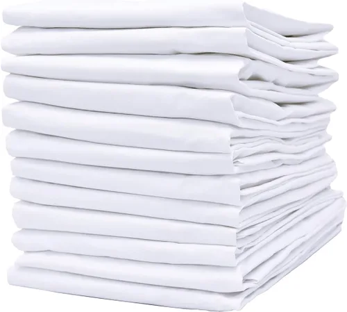 Pacific Linens Juego de 12 fundas de almohada de percal suave, de lujo, sin arrugas, mezcla de algodón Polly de 200 hilos, ropa de cama de grado