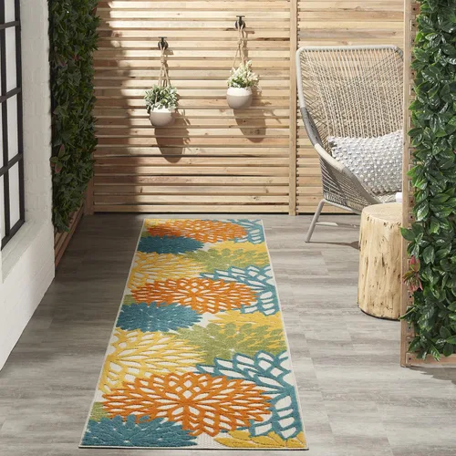 Miniatura 9 de Nourison Aloha - Tapete negro/blanco para interior o exterior, 2 pies y 3 pulgadas x 8 pies, tropical, botánico, fácil limpieza, no desprende pelo