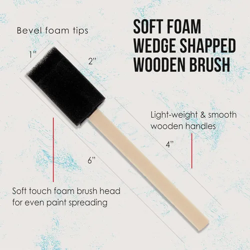 Miniatura 3 de US Art Supply - Juego de pinceles de pintura de espuma de 1 pulgada con mango de madera (paquete de valor de 25) - Ligeros, duraderos e ideales
