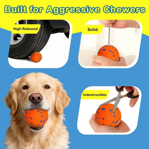 Miniatura 5 de Pelotas de tenis para perros masticadores agresivos, juguetes para masticar indestructibles para la dentición de perros grandes, medianos