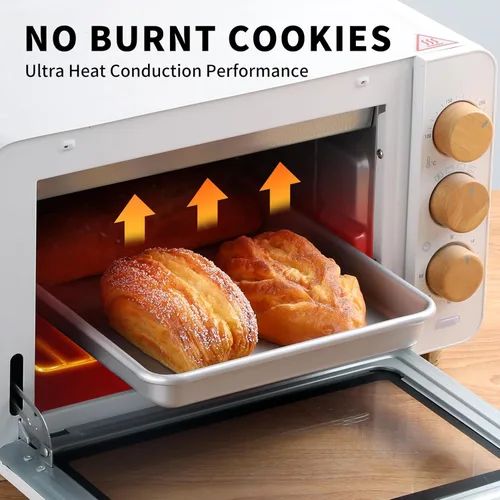 Miniatura 5 de PACK DE 2 fuentes para horno tostador de Shinsin, bandejas antiadherentes de 9X11, juego de bandejas para galletas 57% más gruesas, aptas