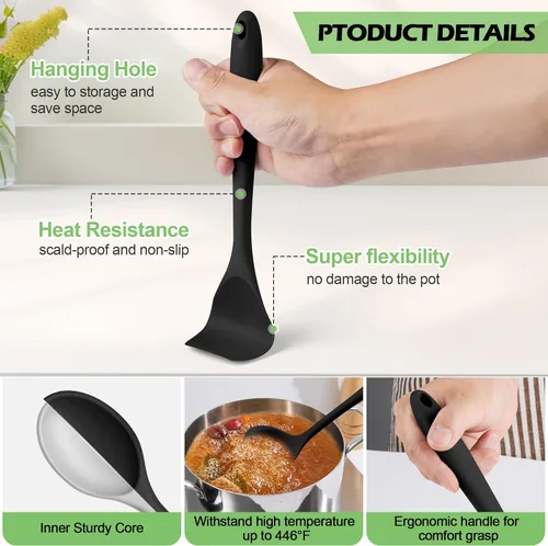 Miniatura 5 de Homikit - Juego de utensilios de cocina y cacerola de silicona, 15 utensilios de cocina con soporte para utensilios de cocina antiadherentes