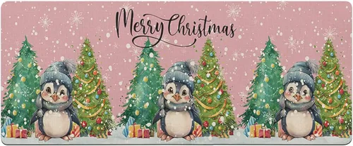 Tapete de baño de pingüino navideño para bañera, antideslizante, de secado rápido y absorbente, tierra de diatomeas, ducha, fregadero, dormitorio,