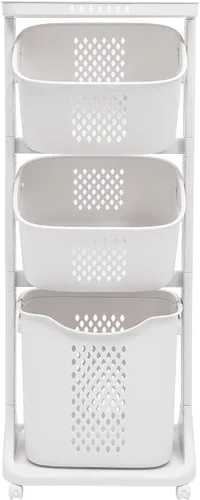Cesta de almacenamiento de 3 niveles, cesta de lavandería, carrito rodante, cesta de almacenamiento, organizador de cesta de lavandería giratoria