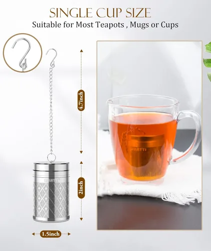 Miniatura 2 de Infusores de té para té suelto, juego de colador de té de acero inoxidable 18/8, malla extra fina para té preparado, especias y condimentos Paquete
