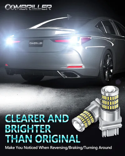 Miniatura 7 de Combriller 3157 Bombilla LED blanca 6000K, 3056 3156 3057 4157 LED con proyector de repuesto para luces LED de reversa, bombilla de señal de giro
