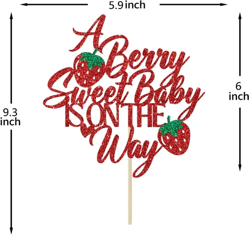 Miniatura 5 de A Berry Sweet Baby is on the Way - Decoración para tartas, Sweet One Cake Topper, Berry Sweet, decoración de fiesta de baby shower, purpurina roja