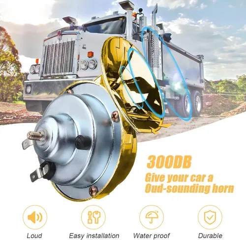 Miniatura 4 de 2 piezas de bocinas de tren súper fuertes de 300 dB, kit de repuesto de bocinas de aire impermeables de 12 V, bocina doble de aire eléctrica
