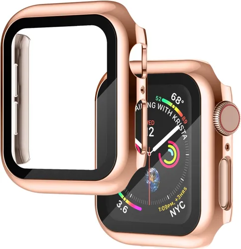 Miniatura 8 de Funda compatible con Apple Watch de 1 37⁄64 pulgadas (40 mm), serie 6/5/4/SE, con protector de pantalla de vidrio templado integrado, carcasa Negro