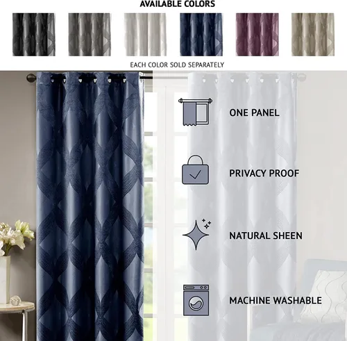 Miniatura 5 de Sun Smart Bentley - Cortinas opacas para ventana, jacquard de punto Ogee, decoración de sala de estar, aislamiento térmico, bloqueo de luz