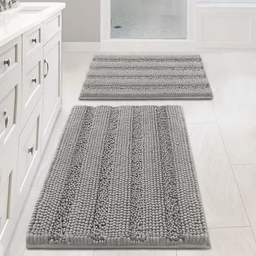 Miniatura 82 de H.VERSAILTEX - Alfombras de baño, juego de 2 piezas, alfombra de contorno para baño, juego de alfombras para inodoro, alfombra antideslizante