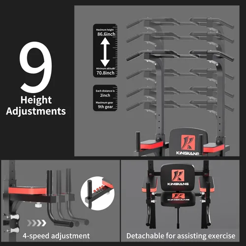Miniatura 3 de K KiNGKANG Power Tower Dip Station, Multi-Function Assistive Trainer Pull Up for Home Gym Muscle Building and Beginner Exercises,Load 450LBS Negro