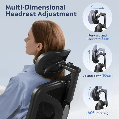 Miniatura 5 de DEVAISE Silla de oficina grande y alta, silla de escritorio ergonómica reclinable para largas horas, cómoda malla transpirable, reposabrazos Nuevo