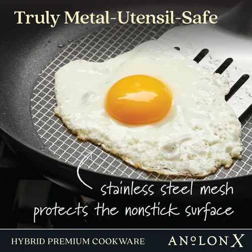 Miniatura 4 de Anolon X Hybrid - Juego de utensilios de cocina antiadherentes, ollas y sartenes, 10 piezas, color gris oscuro