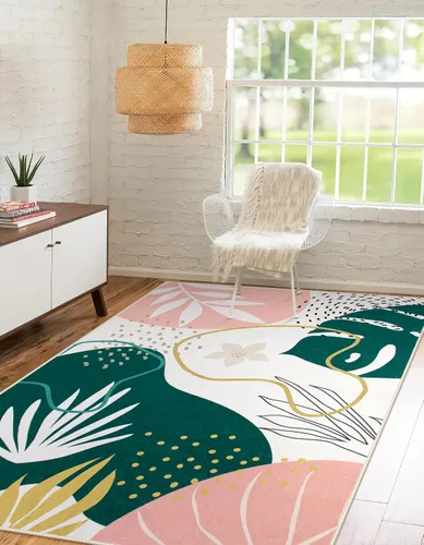 Miniatura 64 de Lahome Alfombra de pasillo rosa - Alfombra de 2x7, alfombra antideslizante lavable para baño, alfombra ligera para piso, alfombras para pasillo