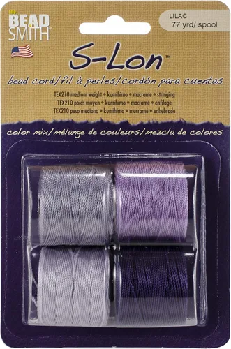 Miniatura 76 de The Beadsmith S-Lon Cordón para Cuentas – Cordón de Nylon Torcido de 0.5 mm para Ensartar, Paquete de 4, Mezcla de Neutrales Fríos, TEX210, 77