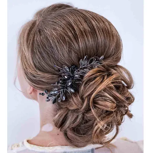 Brishow Accesorios negros del pelo del Rhinestone de la boda, peines cristalinos del pelo para las mujeres