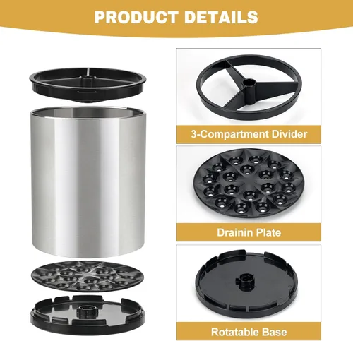 Miniatura 5 de Juego de 2 soportes para utensilios de cocina, de acero inoxidable giratorio de 360°, soporte grande para utensilios de cocina para encimera