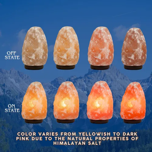 Miniatura 3 de Lámpara de sal del Himalaya de 7 pulgadas con cable de atenuación - Luz nocturna de cristal natural, base de madera clásica auténtica de Pakistán