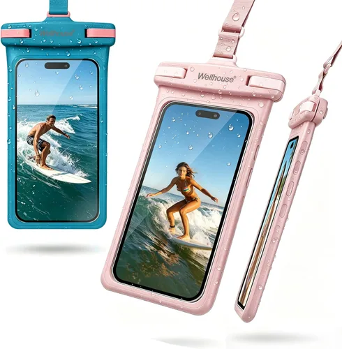 Miniatura 26 de wellhouse Bolsa impermeable para teléfono, Funda impermeable para teléfono para iPhone 16 15 14 13 12 Pro Max XS Samsung, Bolsa seca para celular 1