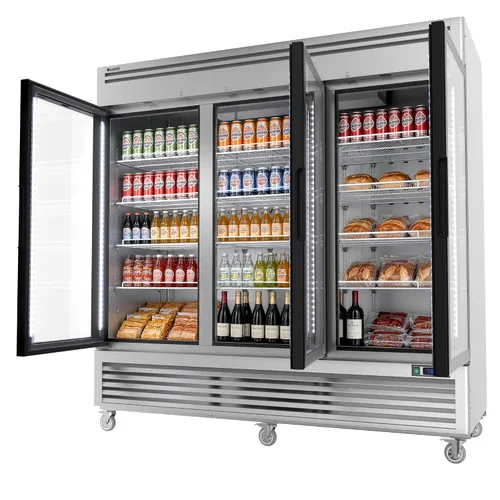 Miniatura 13 de Coolski Congelador comercial con puerta de vidrio individual, 21.8 pies cúbicos congelador vertical para helados y alimentos congelados, estantes