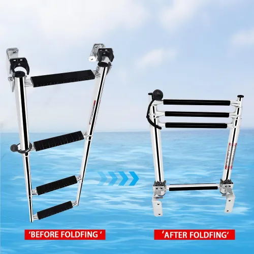 Miniatura 5 de Escalera plegable de acero inoxidable para barco, escalera de natación portátil, escalera telescópica para yates marinos y más (8581S4)