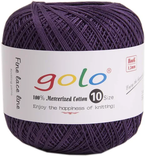 Miniatura 69 de Golo - Bolas de hilo para crochet de algodón tamaño 10, color algodón para crochet D-Fresa D078-fresa