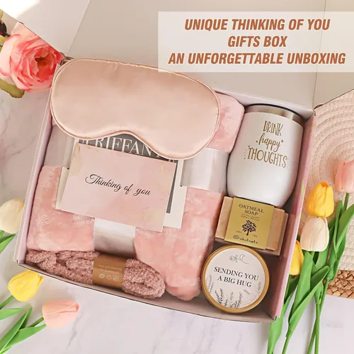 Miniatura 2 de Regalos de cumpleaños para mujeres, cesta de regalo única de feliz cumpleaños, paquete de cuidado personal, ideas de cumpleaños con manta de franela