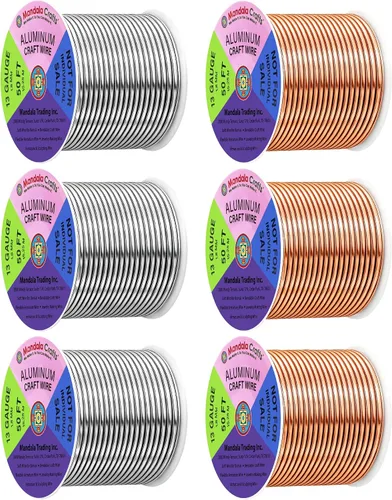 Miniatura 381 de Mandala Crafts - Alambre de aluminio anodizado de 8 calibre para hacer joyas - 9.75 m de alambre flexible negro colorido - Flexible para bonsái
