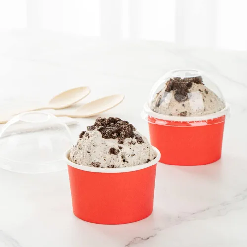 Miniatura 4 de Restaurantware 50 unidades rojo para llevar taza desechable de 3 x 3 x 1.8 pulgadas, mini taza de papel resistente a la grasa reciclable diseño