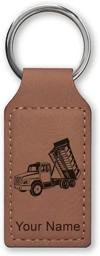 Miniatura 34 de LaserGram Llavero rectangular, camión volquete, grabado personalizado incluido