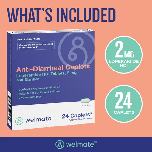Miniatura 6 de WELMATE - Cápsulas Antidiarreicas (24 Cápsulas) - Clorhidrato de Loperamida 2 mg - Alivio de los Síntomas de la Diarrea - Alivio del Malestar