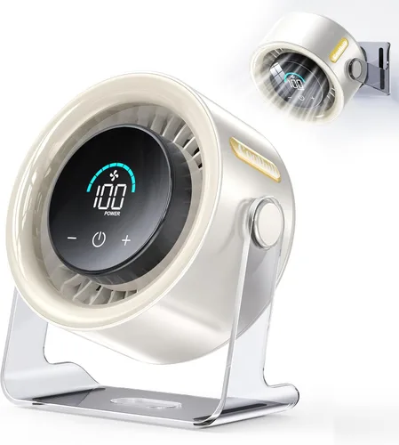 Miniatura 11 de USB Desk Fan for Bedroom: 100 Speeds Digital Display Quiet Portable Fan with Turbo Airflow, 120° Rotating Small Rechargeable Battery Desktop &