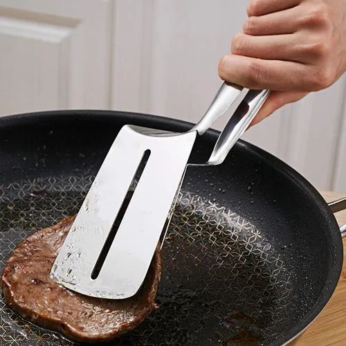 Miniatura 7 de AOOSY Pinzas para carne 304, pinza de cocción 3 en 1, espátula de doble cara, 10 pulgadas, multifuncional, de acero inoxidable, para alimentos