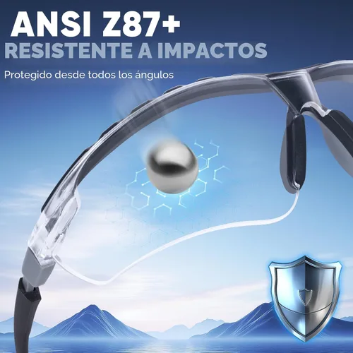Miniatura 2 de TICONN Gafas de seguridad antivaho para hombres y mujeres, gafas protectoras ANSI Z87.1 a prueba de rayones con brazos ajustables y protección UV