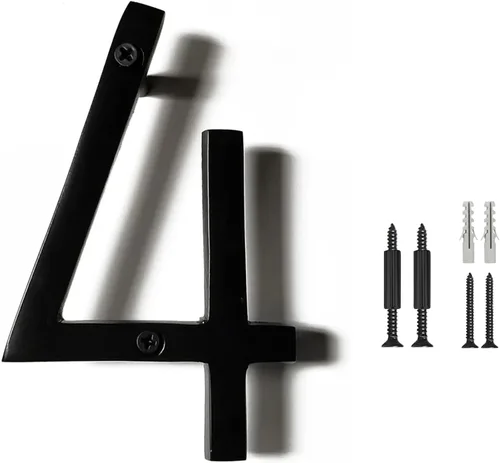 Miniatura 37 de NACH Números de casa flotantes, números de casa negros de aluminio de 6 pulgadas para exteriores, número 5, números de puerta con accesorios