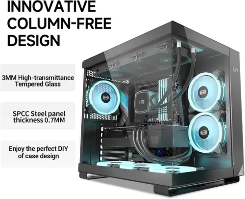 Miniatura 2 de PCCOOLER C3T500 ARGB Chasis para PC Mid Tower Escritorio Superior para PC Gaming para ATX/M-ATX/ITX con 6 Ventiladores ARGB, Diseño Sin Columnas