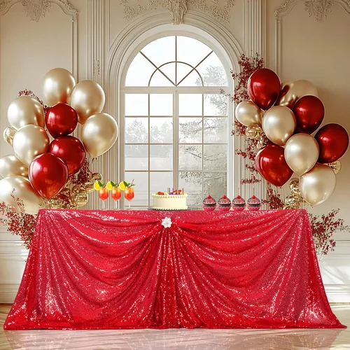 Miniatura 19 de PartyDelight Mantel de lentejuelas redondo de 50 pulgadas, color dorado claro, adorno de mesa para decoración de bodas, fiestas, cumpleaños