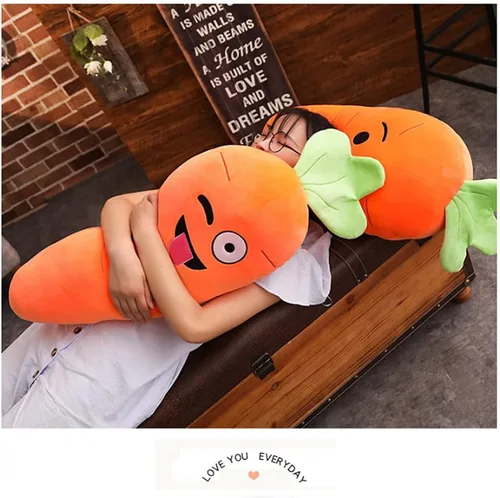 Miniatura 6 de XIYUAN Juguete de peluche de zanahoria de 27.5 pulgadas, almohada suave de zanahoria para abrazar, juguete de muñeca de peluche de expresión linda