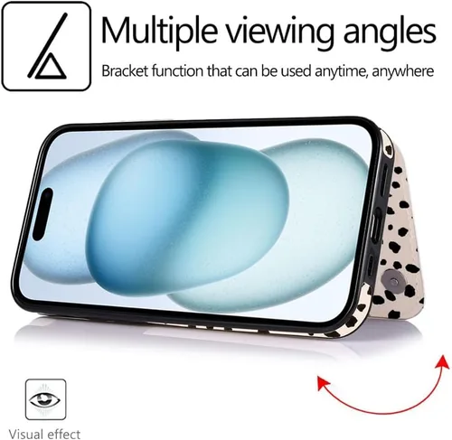 Miniatura 7 de uCOLOR Funda compatible con iPhone 15 de 6.1 pulgadas con ranura para tarjetero, función atril, doble cierre magnético y bloqueo RFID, funda de 6.1