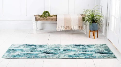 Miniatura 3 de Alfombra moderna Positano de estilo costero de Loom, Polipropileno, Azul claro