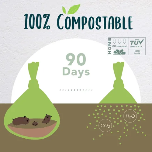 Miniatura 2 de Bolsa para excrementos de perro, bolsas compostables para excrementos de perro, ecológicas, sin perfume, a base de vegetales, extra gruesa, a prueba
