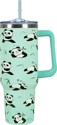 Miniatura 19 de Vaso de 40 onzas con asa de 40 onzas con diseño de mariposa morada con tapa, popote con doble aislamiento, taza de café de viaje, regalo de mariposa