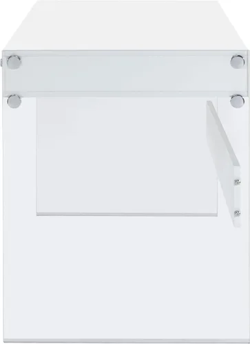 Miniatura 7 de Allora Escritorio contemporáneo de madera/vidrio, acabado blanco brillante, 48 pulgadas de ancho x 23.5 pulgadas de profundidad x 29.5 pulgadas