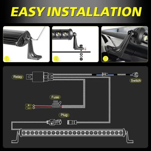 Miniatura 7 de Barra de luz LED de 30 pulgadas de fila única de 168 W, kit de luz LED delgado con arnés de cableado, cubierta negra, combo de haz puntual y amplio