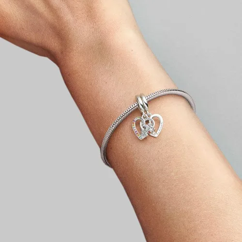Miniatura 5 de Bellestory - Pulsera de plata de ley con forma de rompecabezas dividida y corazones para mujeres europeas Metal no conocido