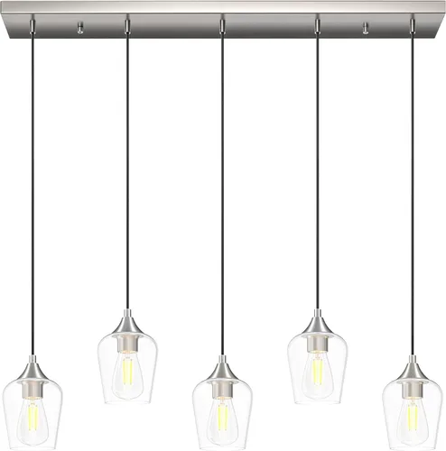Miniatura 17 de VONLUCE Lámpara Colgante de Isla de Cocina, Lámpara Colgante de Oro Cepillado con Base E26 y Cable Ajustable, Iluminación Colgante Moderna con Dorado