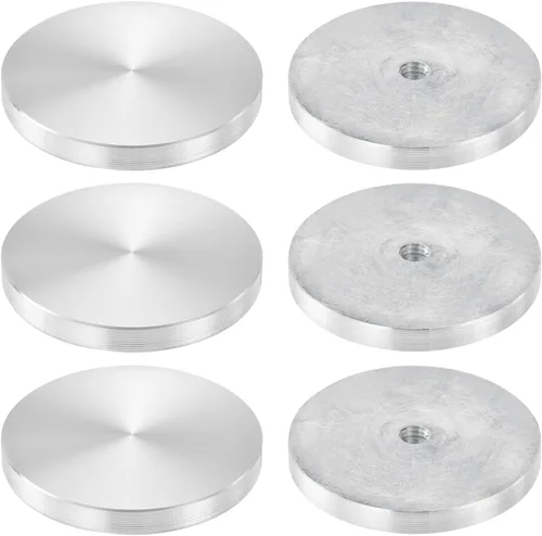 Miniatura 29 de uxcell M6 Rosca 0.787 in de diámetro de forma redonda de aluminio disco hardware 1pcs, aluminio círculo disco vidrio adaptador superior para mesa