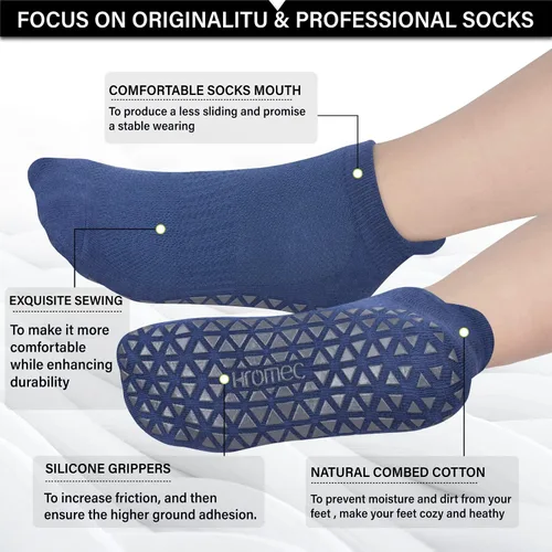 Miniatura 4 de Calcetines de yoga antideslizantes con agarres para pilates ballet barras descalzo calcetines antideslizantes de hospital para mujeres y hombres